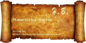 Humenszky Barna névjegykártya